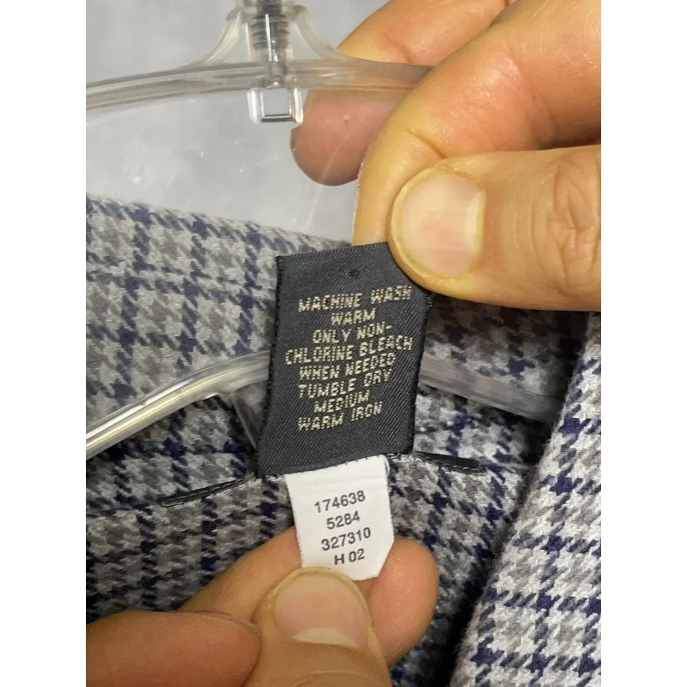 Banana Republic Shirt Men S Gray Houndstooth Wool Blend Flannel Button Up Cowboy